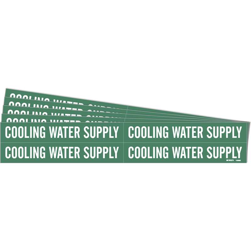 COOLING WATER SUPPLY Pipe Marker Style 4 Polyester WT on GN 4 per Card, 5 PK